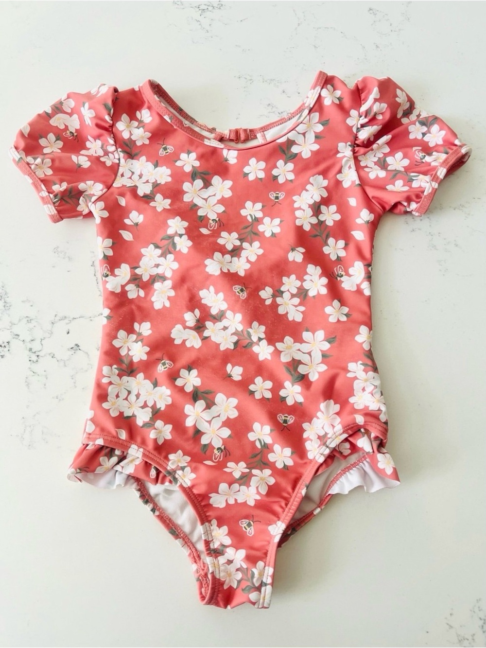 Catherine Malandrino Coral Pink Floral Swim Top 4T